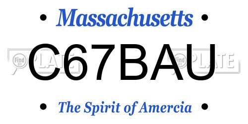 C67BAU Massachusetts License Plate