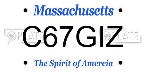 C67GIZ Massachusetts License Plate
