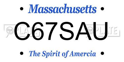 C67SAU Massachusetts License Plate