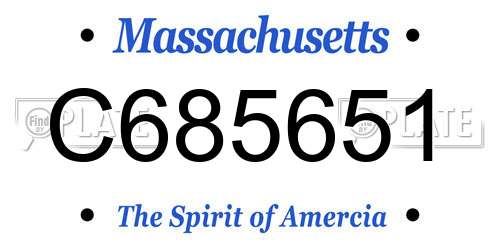 C685651 Massachusetts License Plate