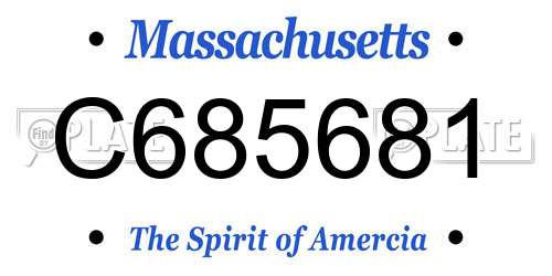 C685681 Massachusetts License Plate