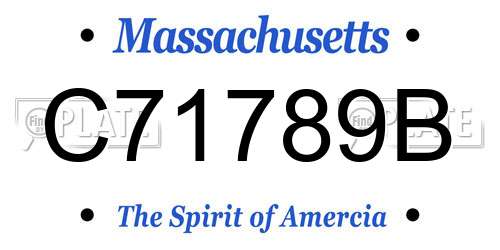 C71789B Massachusetts License Plate