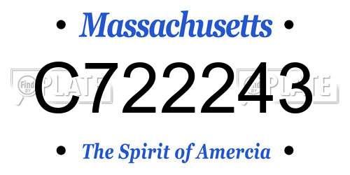 C722243 Massachusetts License Plate