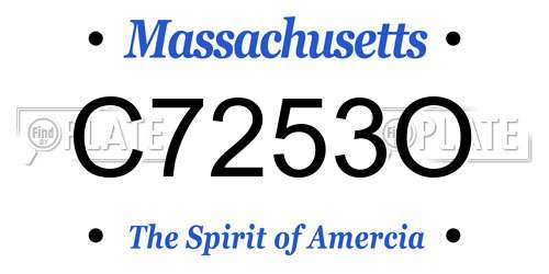 C7253O Massachusetts License Plate