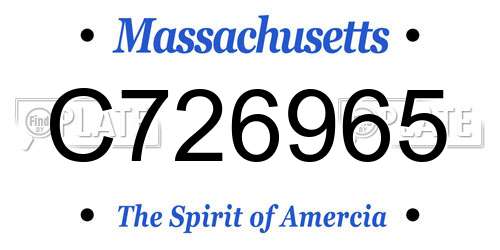 C726965 Massachusetts License Plate