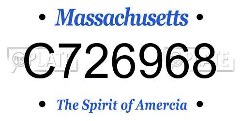 C726968 Massachusetts License Plate
