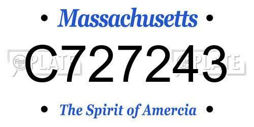 C727243 Massachusetts License Plate