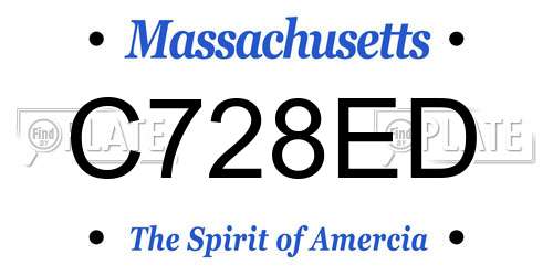 C728ED Massachusetts License Plate