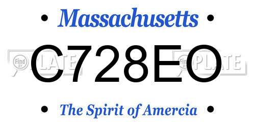 C728EO Massachusetts License Plate
