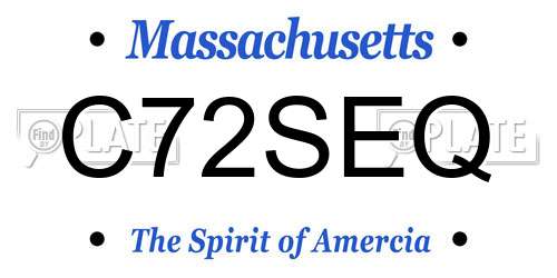C72SEQ Massachusetts License Plate