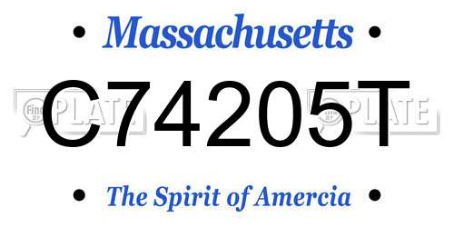 C74205T Massachusetts License Plate