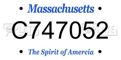 C747052 Massachusetts License Plate