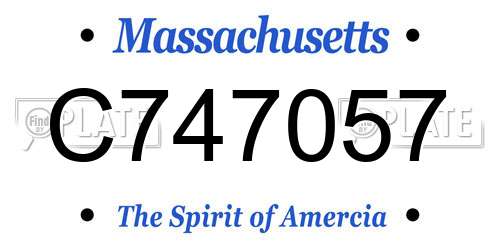 C747057 Massachusetts License Plate