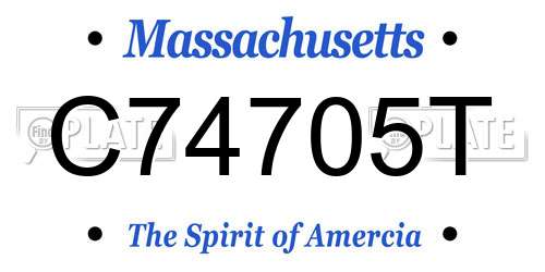C74705T Massachusetts License Plate