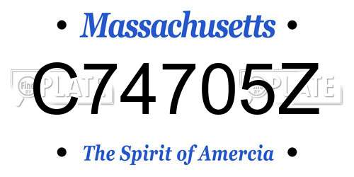 C74705Z Massachusetts License Plate