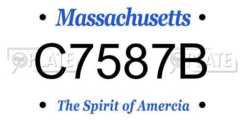 C7587B Massachusetts License Plate