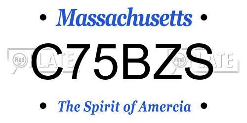 C75BZS Massachusetts License Plate