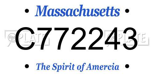 C772243 Massachusetts License Plate
