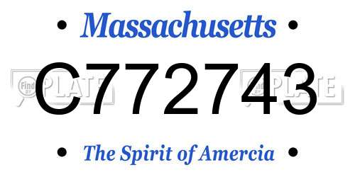 C772743 Massachusetts License Plate