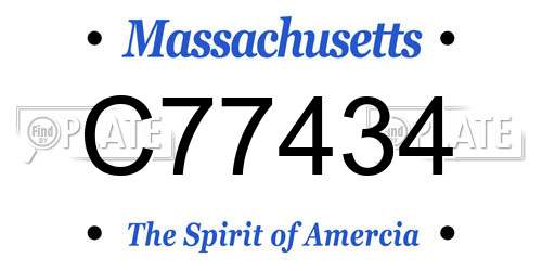 C77434 Massachusetts License Plate