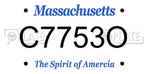 C7753O Massachusetts License Plate