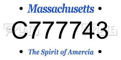 C777743 Massachusetts License Plate