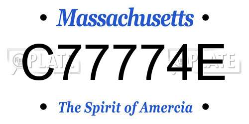 C77774E Massachusetts License Plate