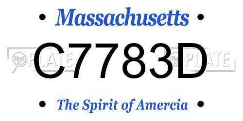 C7783D Massachusetts License Plate