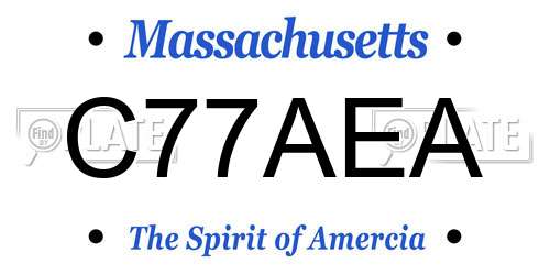 C77AEA Massachusetts License Plate