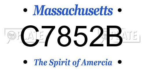 C7852B Massachusetts License Plate