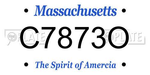 C7873O Massachusetts License Plate