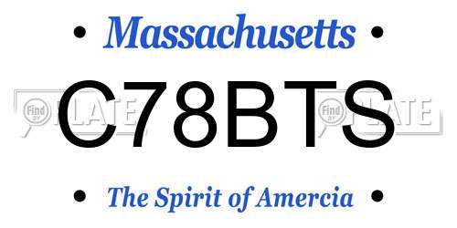 C78BTS Massachusetts License Plate