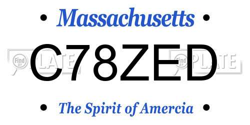 C78ZED Massachusetts License Plate