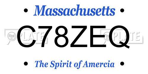 C78ZEQ Massachusetts License Plate