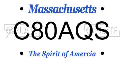 C80AQS Massachusetts License Plate