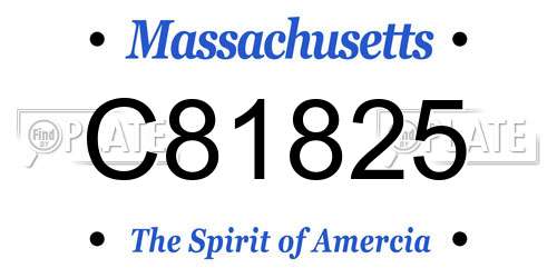 C81825 Massachusetts License Plate