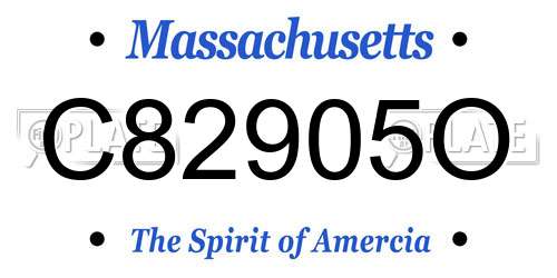 C82905O Massachusetts License Plate
