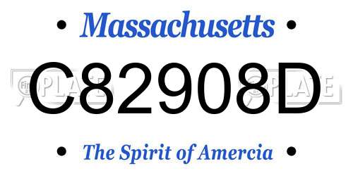 C82908D Massachusetts License Plate
