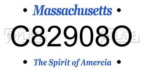 C82908O Massachusetts License Plate