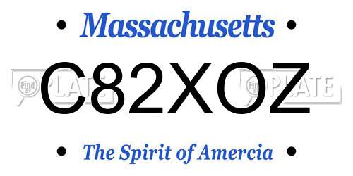 C82XOZ Massachusetts License Plate