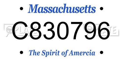 C830796 Massachusetts License Plate