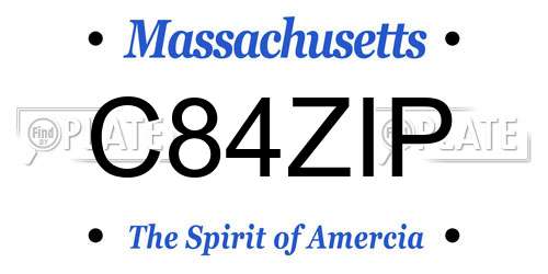 C84ZIP Massachusetts License Plate