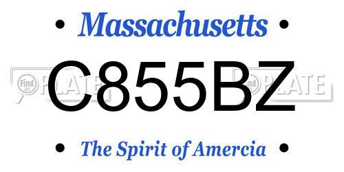 C855BZ Massachusetts License Plate