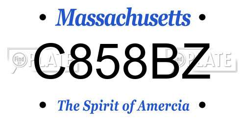 C858BZ Massachusetts License Plate