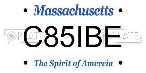 C85IBE Massachusetts License Plate