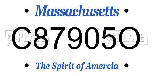 C87905O Massachusetts License Plate