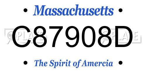 C87908D Massachusetts License Plate