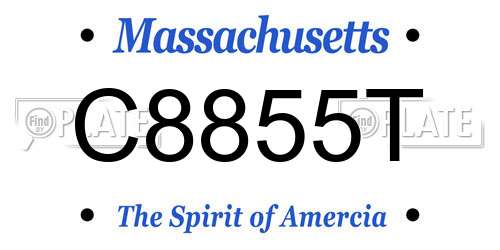 C8855T Massachusetts License Plate