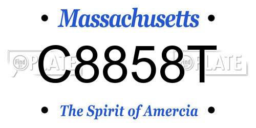 C8858T Massachusetts License Plate