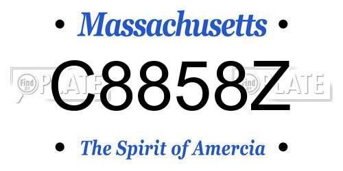 C8858Z Massachusetts License Plate